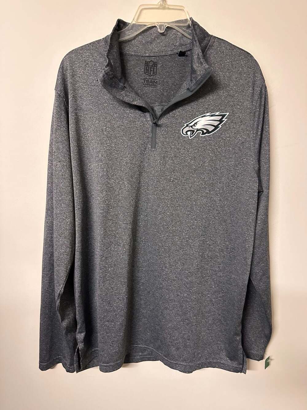 NFL Team Apparel Philadelphia Eagles Heather Gray 1/4 Zip Pullover Jacket Size L
